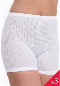 100% Cotton Short Leg Eyelet Panty 3 Pack